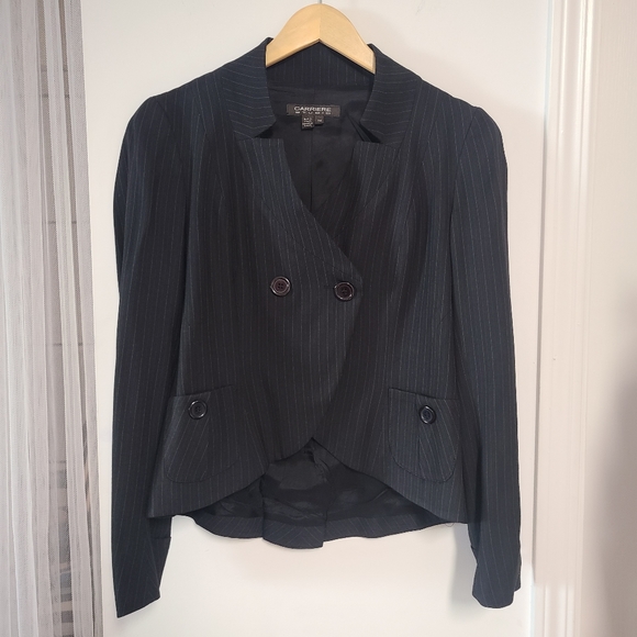 CARRIERE Blazer Black Pinstripe Structured Suit - Picture 10 of 14